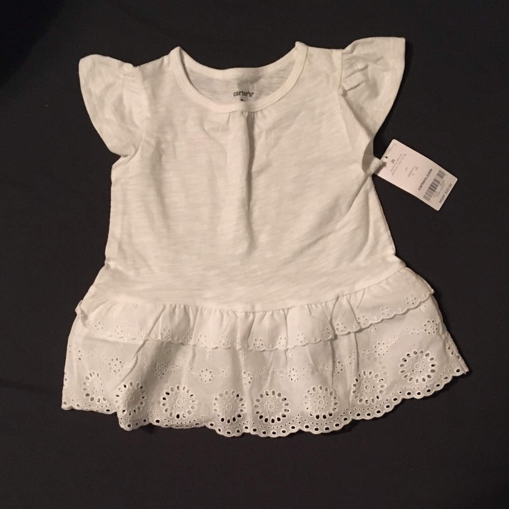 Eyelet Peplum Slub Jersey Top